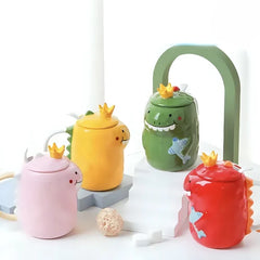 Kawaii 3D Dino Mug with Spoon and Lid✨