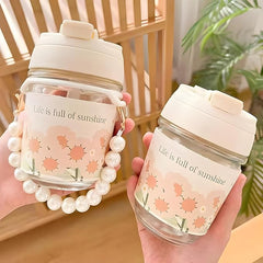 Gorgeous Glass Coffee Mug with Pearl Carry Chain