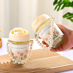 Gorgeous Glass Coffee Mug with Pearl Carry Chain