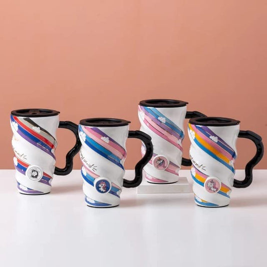 Cute Unicorn Ceramic Mug with Lid (1 piece)