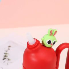 Cartoon Portable Bottle | Double Mouth with Straw & Handle