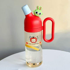 Cartoon Portable Bottle | Double Mouth with Straw & Handle