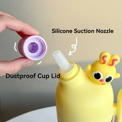 Cartoon Portable Bottle | Double Mouth with Straw & Handle