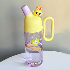 Cartoon Portable Bottle | Double Mouth with Straw & Handle