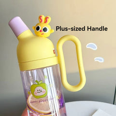 Cartoon Portable Bottle | Double Mouth with Straw & Handle