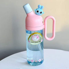 Cartoon Portable Bottle | Double Mouth with Straw & Handle