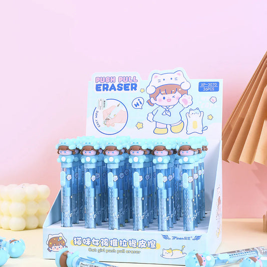 Cute Girl Push Pull Sliding Eraser