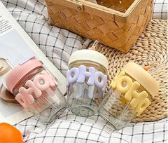 3D Hoho Glass Cup with Lid and Straw