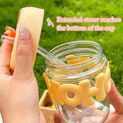 3D Hoho Glass Cup with Lid and Straw