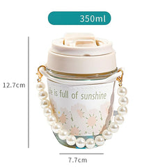 Gorgeous Glass Coffee Mug with Pearl Carry Chain
