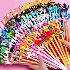 10 Assorted Cartoon Gel Pen with Unicorn Transparent Pouch