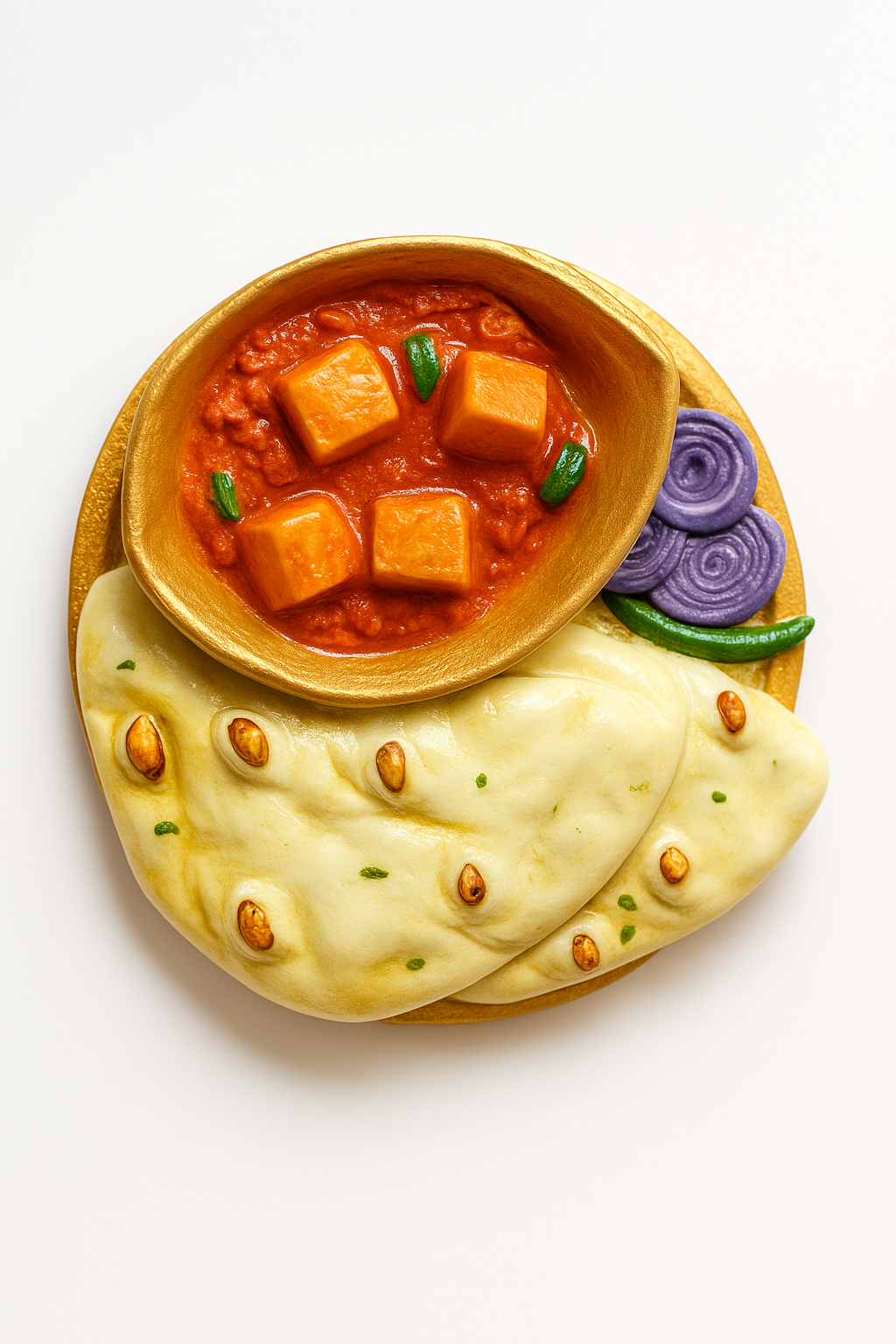 Miniature 3D Butter Naan & Shahi Paneer Fridge Magnet 🍛💛