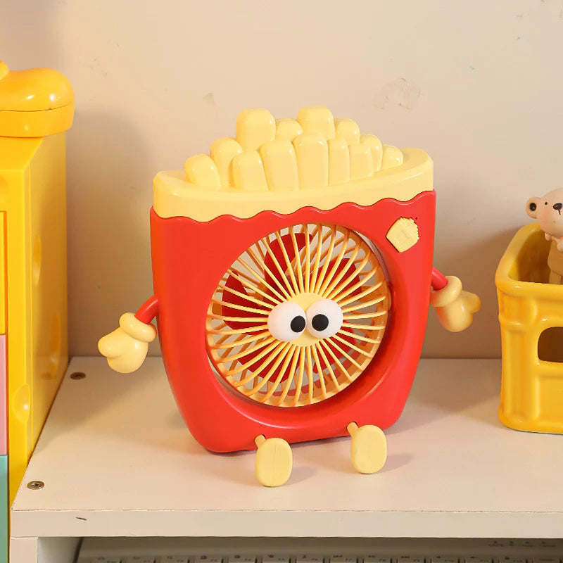 French Fries & Hamburger USB Fan with Built-in Phone Holder