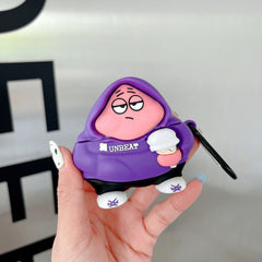 Lazy Hoodie Vibe – Kawaii Ice Cream AirPods Case (Purple Mood)