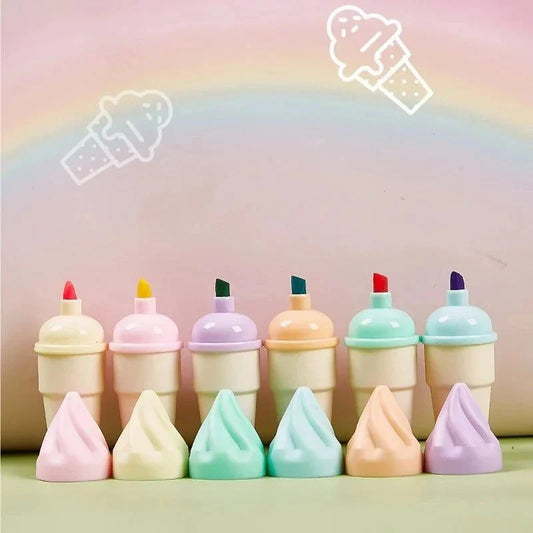Cone Ice Cream Highlighters – 6 Color Fun