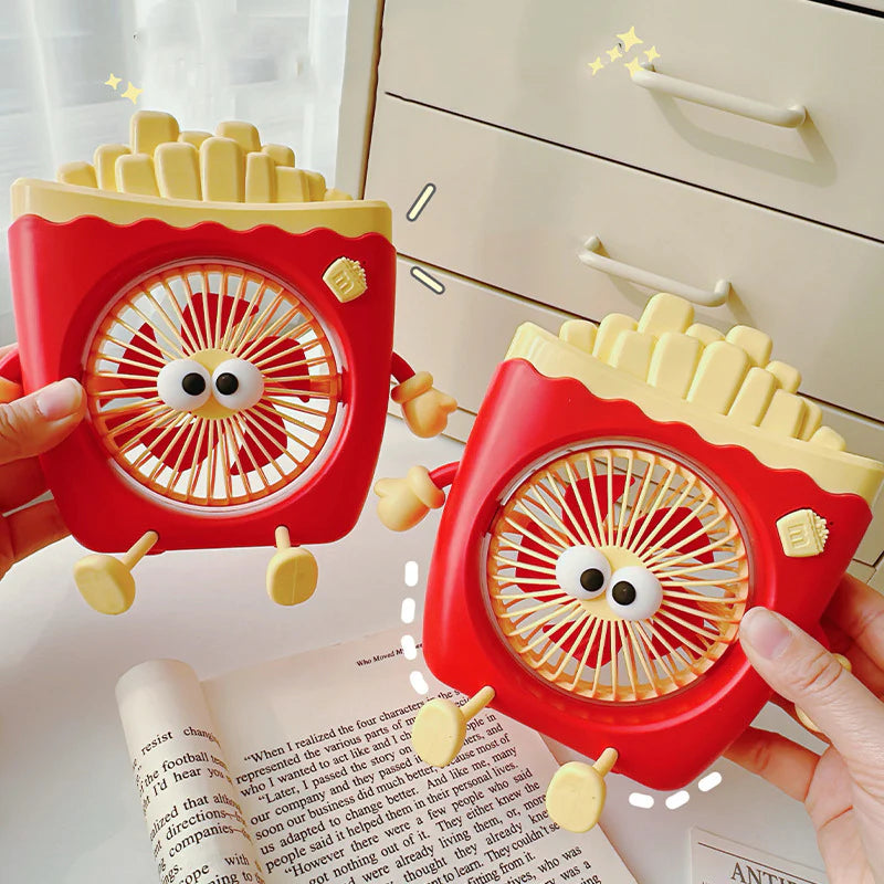 French Fries & Hamburger USB Fan with Built-in Phone Holder