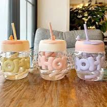 3D Hoho Glass Cup with Lid and Straw