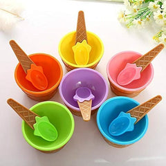 Ice Cream Waffle Cone Bowls Spoons Cups Set (2)