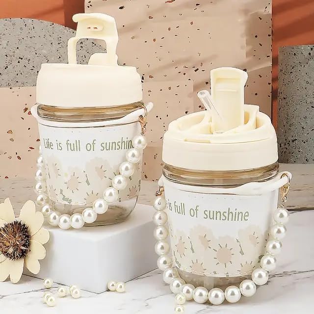 Gorgeous Glass Coffee Mug with Pearl Carry Chain