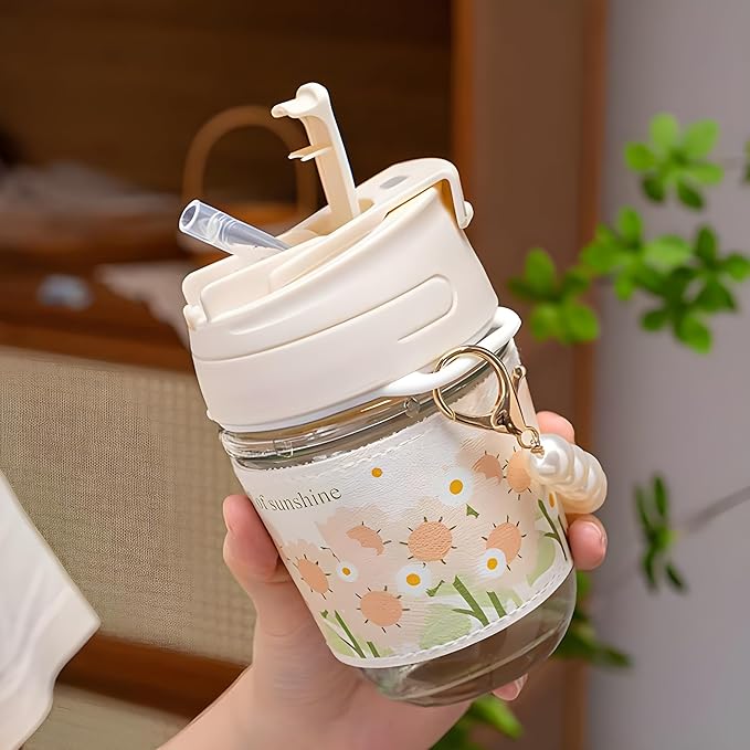 Gorgeous Glass Coffee Mug with Pearl Carry Chain