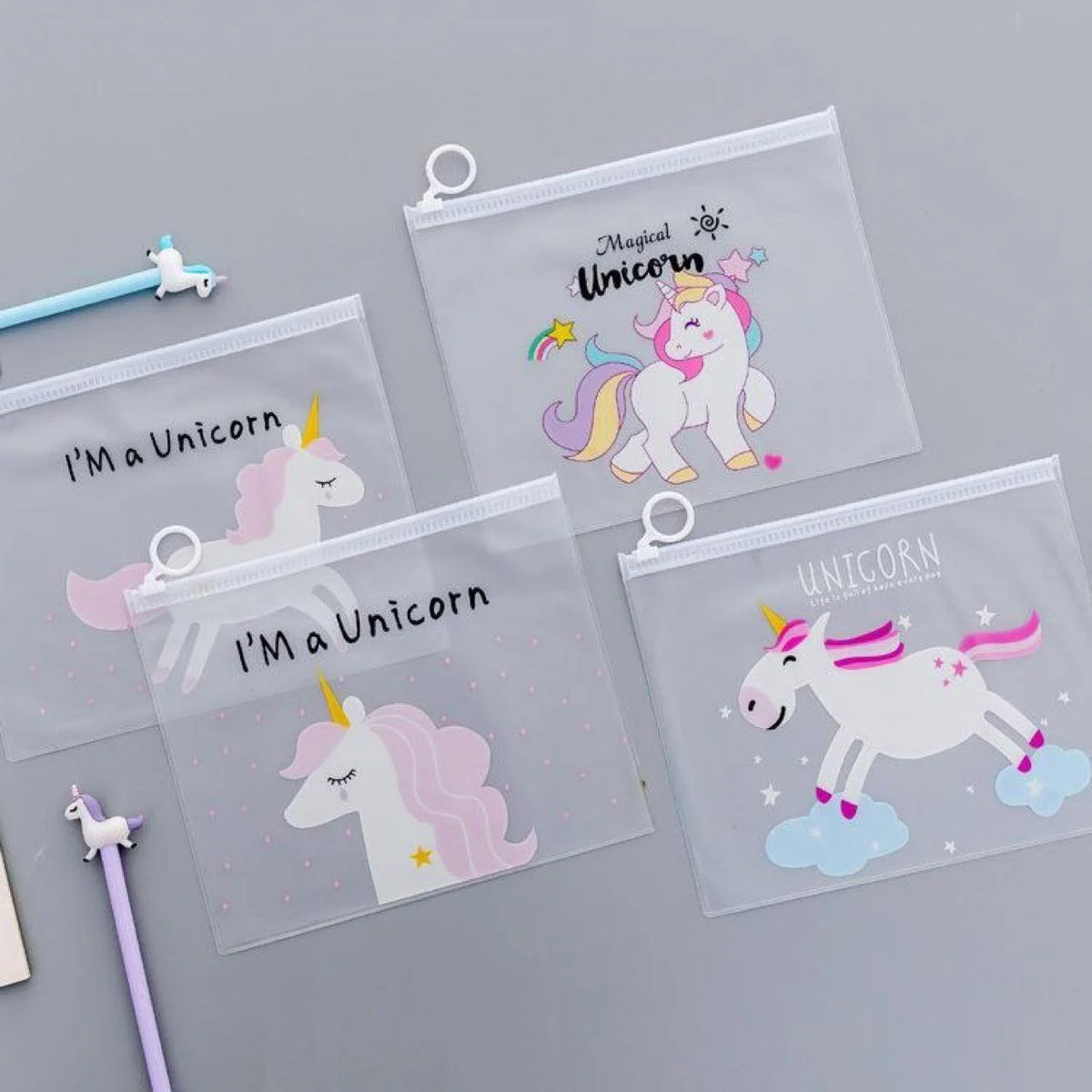 Unicorn Transparent Zip Pouch ( 2 pc )